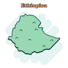 Ethiopia Cartoon Map Sticker