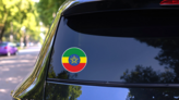 Ethiopia Round Sticker on a Rear Car Window (New) example