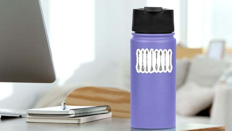 Ethnic Arrow Set In Sketch Sticker on a Water Bottle (New) example