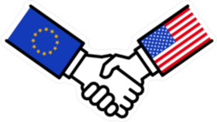 EU USA Flags Handshake Sticker