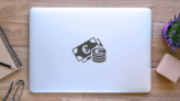 Euro Money Sticker on a Laptop (New) example