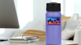 Evening On The Beach With Palm Trees Sticker on a Water Bottle (New) example