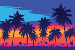 Evening On The Beach With Palm Trees Sticker