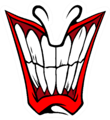Evil Clown Face With Red Lips And Large Teeth Sticker