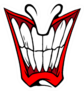 Evil Clown Face With Red Lips And Large Teeth Sticker