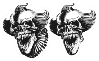 Evil Clown Skull Duplicate Detailed Sticker