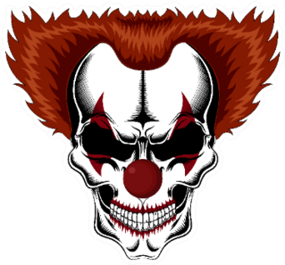 Evil Clown Skull With Red Hair Sticker