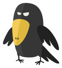 Evil Crow Bird In Cartoon Style Sticker