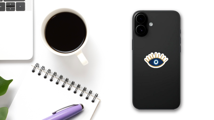 Evil Eye Isolated Illustration Sticker on a Phone (New) example