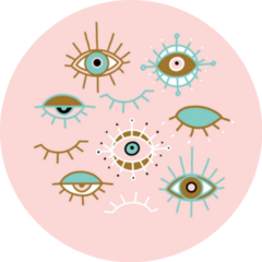 Evil Eye Pastel Doodles On Pink Sticker