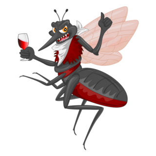 Evil Mosquito With Glass Of Blood Sticker