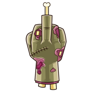 Evil Zombie Hand Showing Middle Finger Sticker
