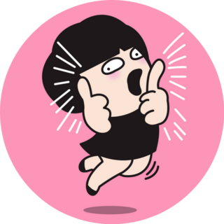 Excited Girl Jumping And Giving Thumbs Up Pink Sticker