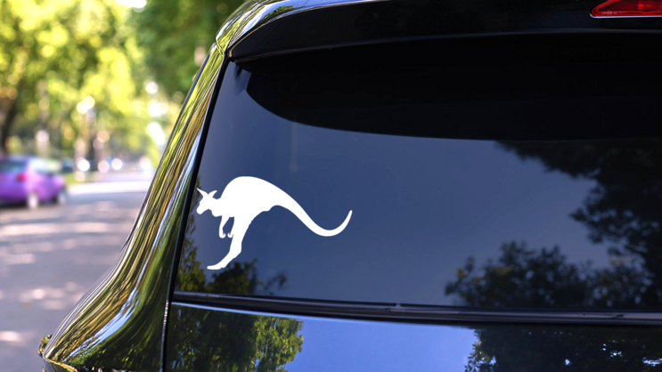 Excited Kangaroo Sticker on a Rear Car Window (New) example