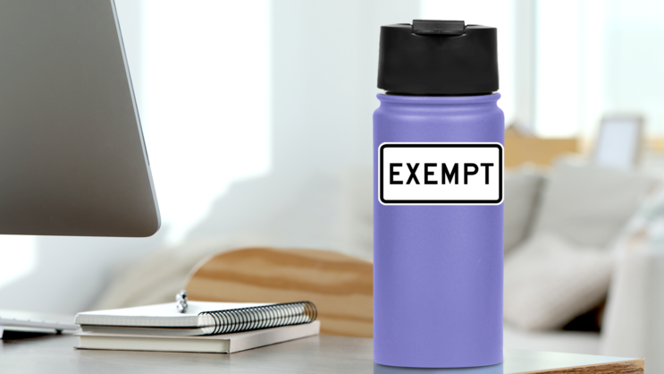 Exempt Sticker on a Water Bottle (New) example