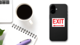 Exit Right And Left Arrow Sign Sticker on a Phone (New) example