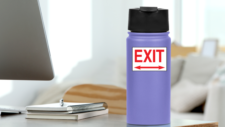 Exit Right And Left Arrow Sign Sticker on a Water Bottle (New) example