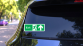 Exit Up Sign Sticker on a Rear Car Window (New) example