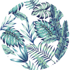 Exotic Abstract Blue Jungle Leaves Seamless Pattern Sticker