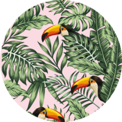 Exotic Tropical Green Jungle Palm, Monstera Leaves With Toucan Sticker