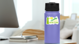Expand Your Horizons Green Lighthouse Sticker on a Water Bottle (New) example