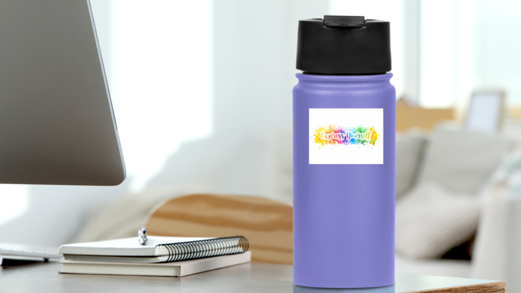 Express Yourself Sticker on a Water Bottle (New) example