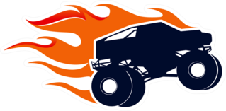 Extreme Monster Truck With Flames Sticker