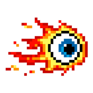 Eye Illustration With Flames Pixel Sticker