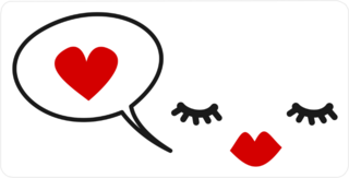 Eyelashes, Red Lips And Speech Bubble With Heart Sticker