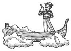 Fabulous Flying Gondola Boat Sketch Sticker