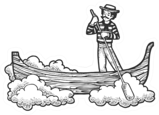 Fabulous Flying Gondola Boat Sketch Sticker