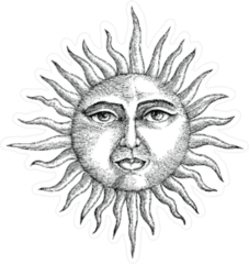 Face In Sun Hand Drawn Sticker