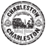 Faded Round Stamp With The Name Of Charleston, South Carolina