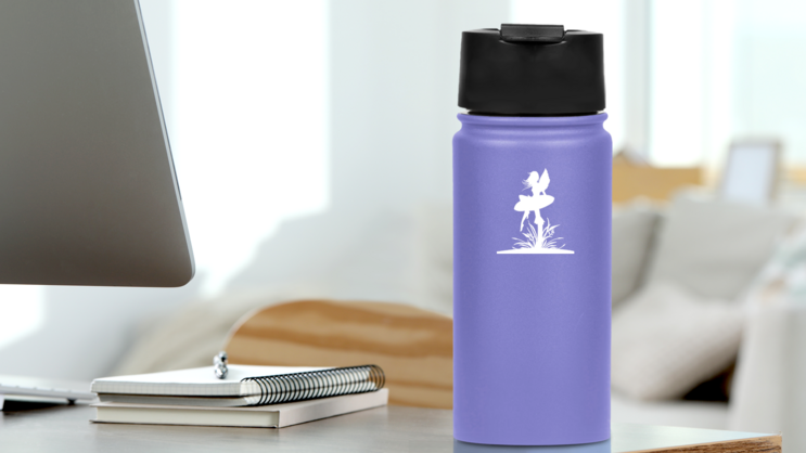 Fairy Sitting On A Mushroom Sticker on a Water Bottle (New) example
