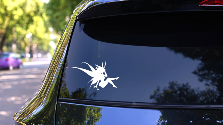 Fairy Sitting Sticker on a Rear Car Window (New) example