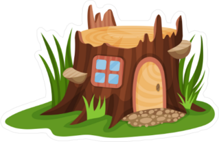 Fairy Tale Tree Stump House Sticker