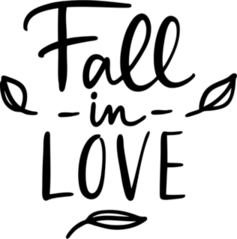 Fall In Love Text With Leaves Sticker