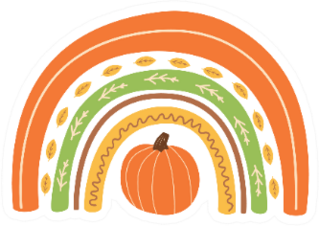 Fall Rainbow With Pumpkin Cute Autumn Sticker