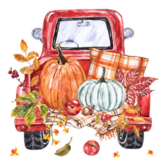 Fall Red Pickup Truck With Pumpkins Sticker