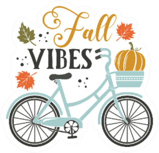 Fall Vibes Cute Blue Bike Lettering Sticker