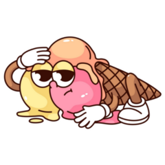 Fallen Ice Cream Cartoon Sticker