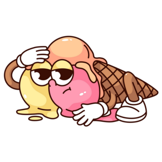 Fallen Ice Cream Cartoon Sticker