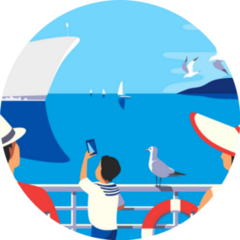 Family Enjoy Sea Trip Vacation Travel Sticker