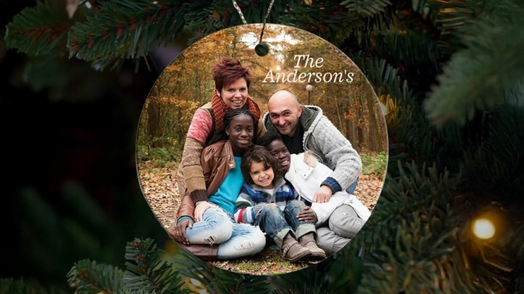 Family in the Woods Circle Ceramic Ornament