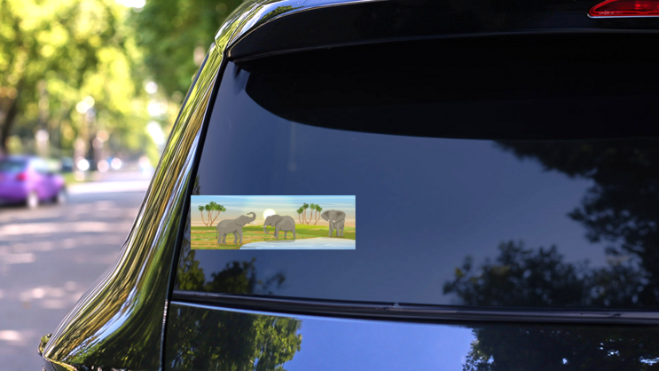 Family Of African Elephants Sticker on a Rear Car Window (New) example