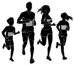 Family Running Race Sticker