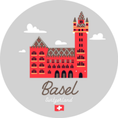 Famous Basel City, Switzerland Sticker