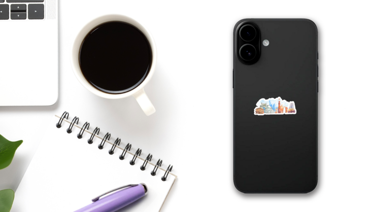 Famous Indian Landmarks Travel And Tourism Watercolor Sticker on a Phone (New) example