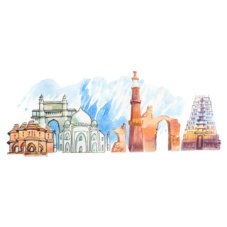 Famous Indian Landmarks Travel And Tourism Watercolor Sticker