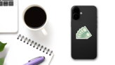 Fan Of Banknotes Sticker on a Phone (New) example